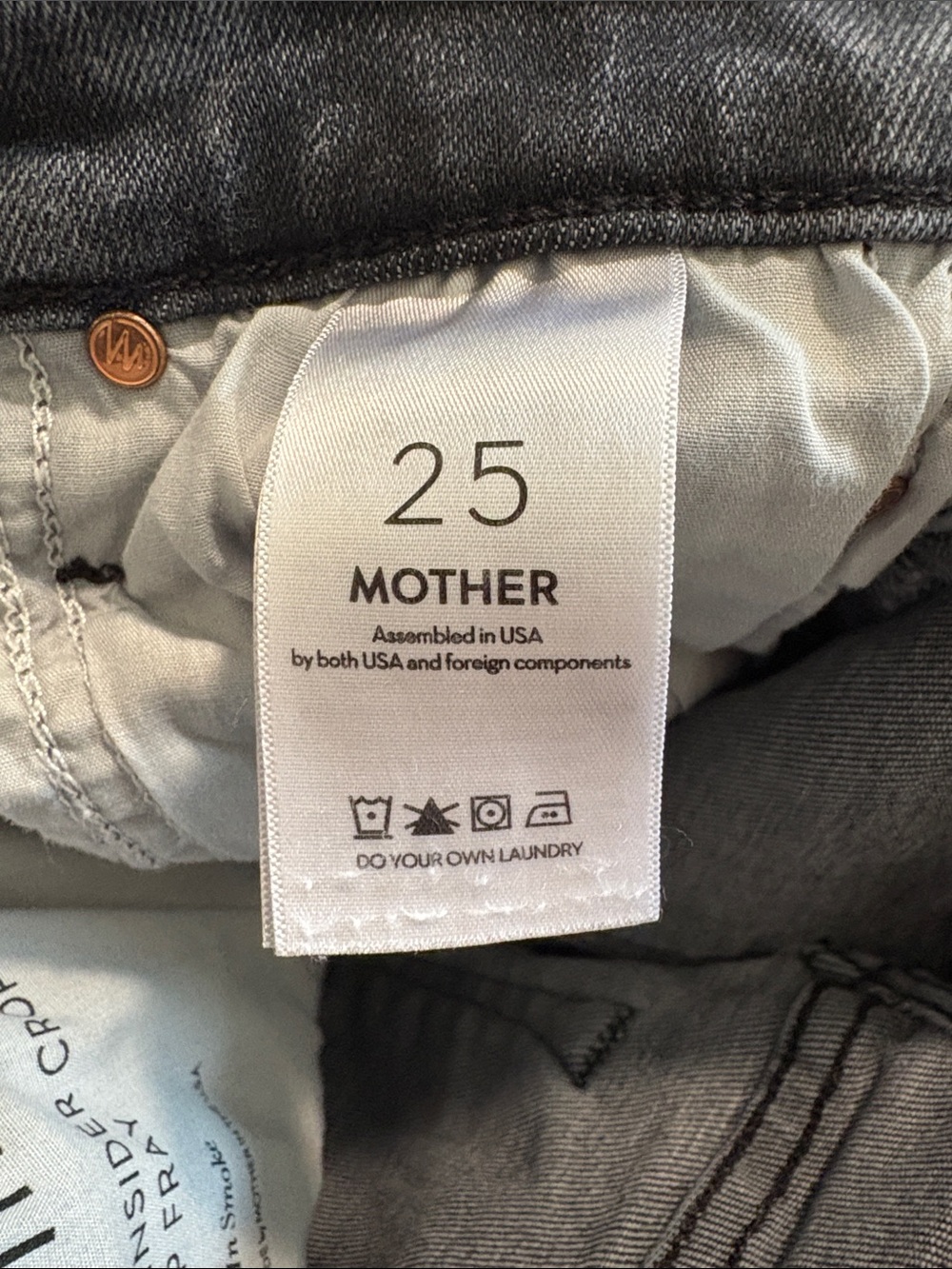 MOTHER The Insider Crop Step Fray Jeans Up In Smoke Gray Size 25 designer fall - Picture 9 of 10